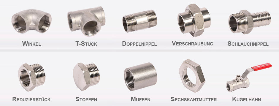 Anschlüssteile aus Edelstahl für teleskopische Rohre Ø22/25mm